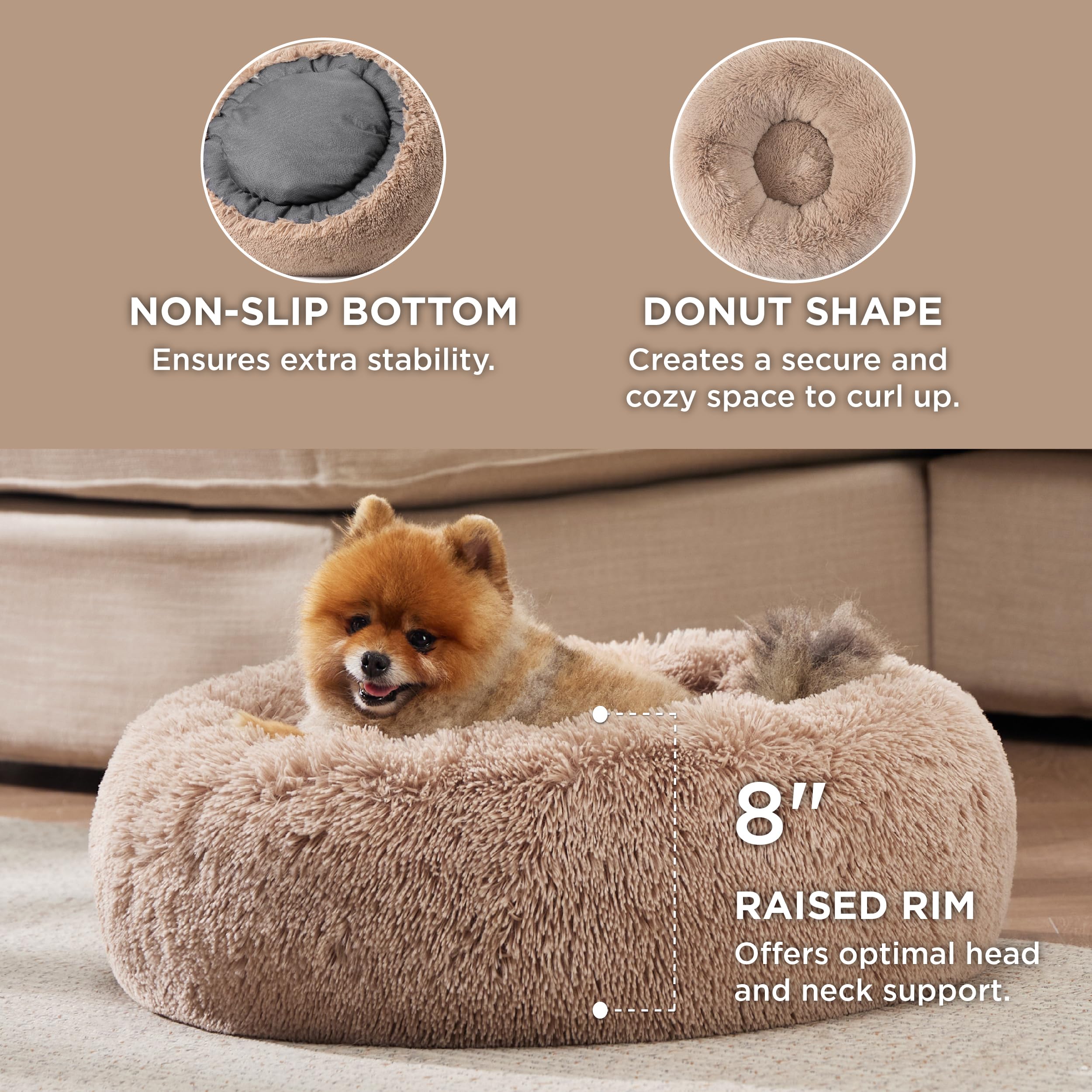 Bedsure dog bed anti-slip base image showing stable placement on wooden floor