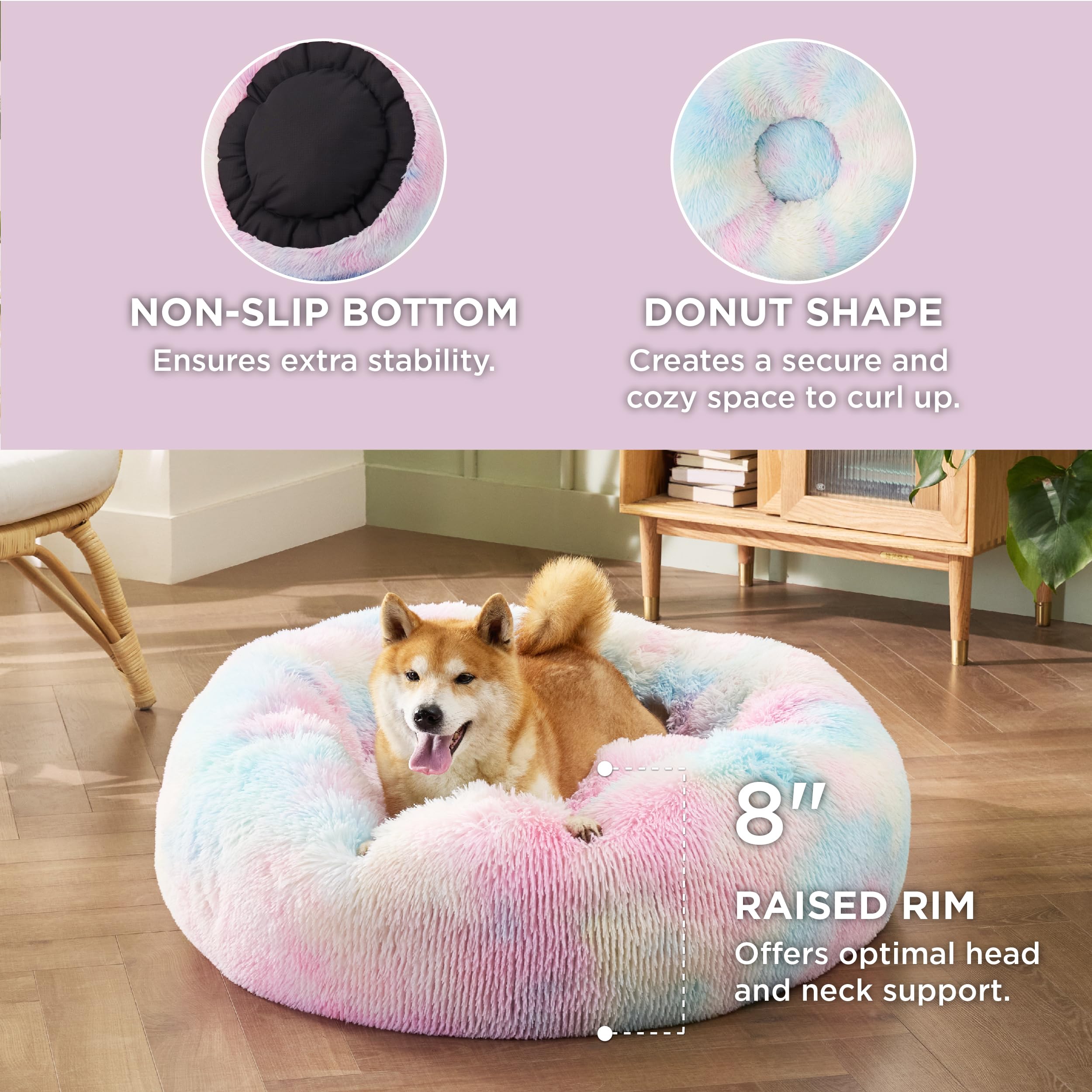 Bedsure donut bed non-slip base keeps pet bed in place during naps
