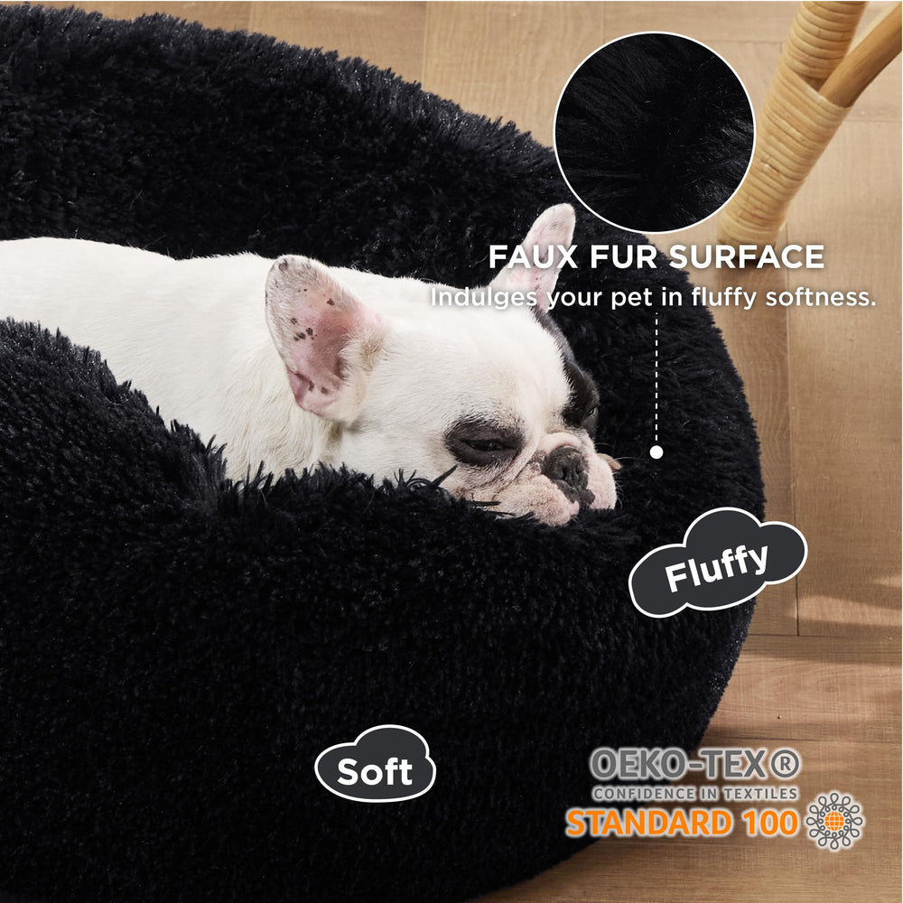 Bedsure Donut Bed raised edge provides head and neck support for curling sleepers.