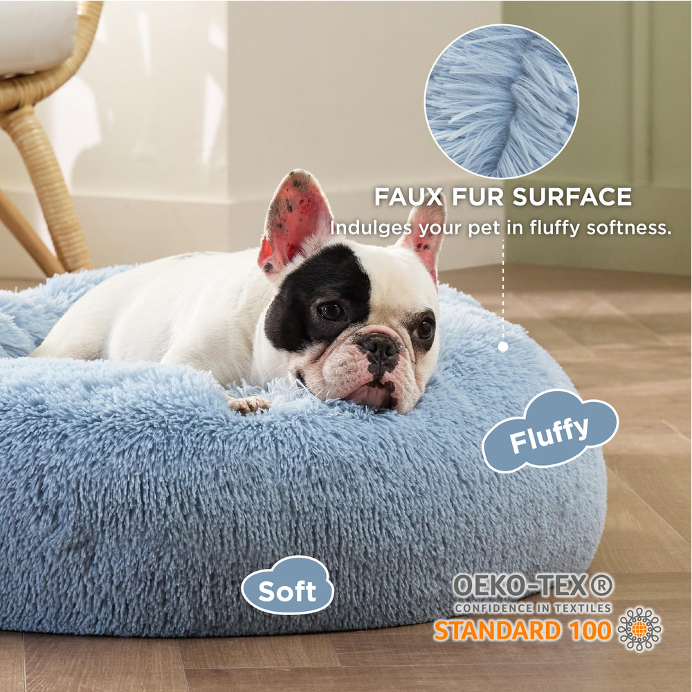 Bedsure donut bed with raised edge delivers head and neck support for restful lounging.