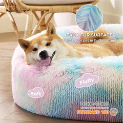 Bedsure donut bed raised-edge support helps pets rest head and neck comfortably