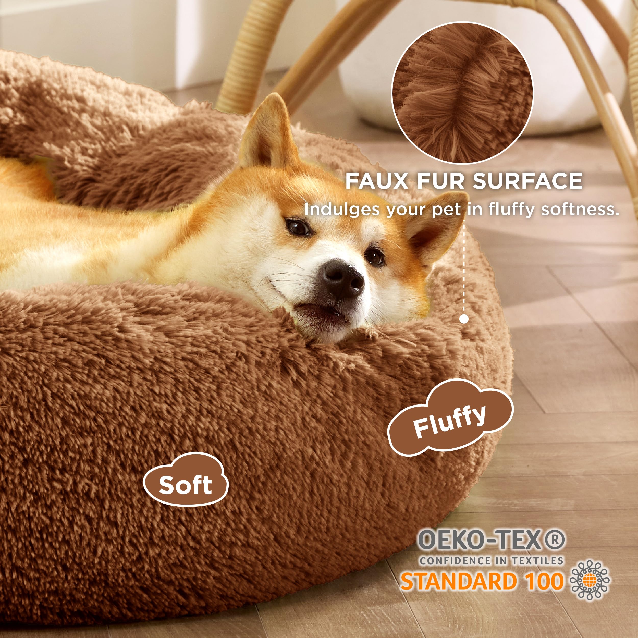 Bedsure donut bed edge detail showing non-slip base stability