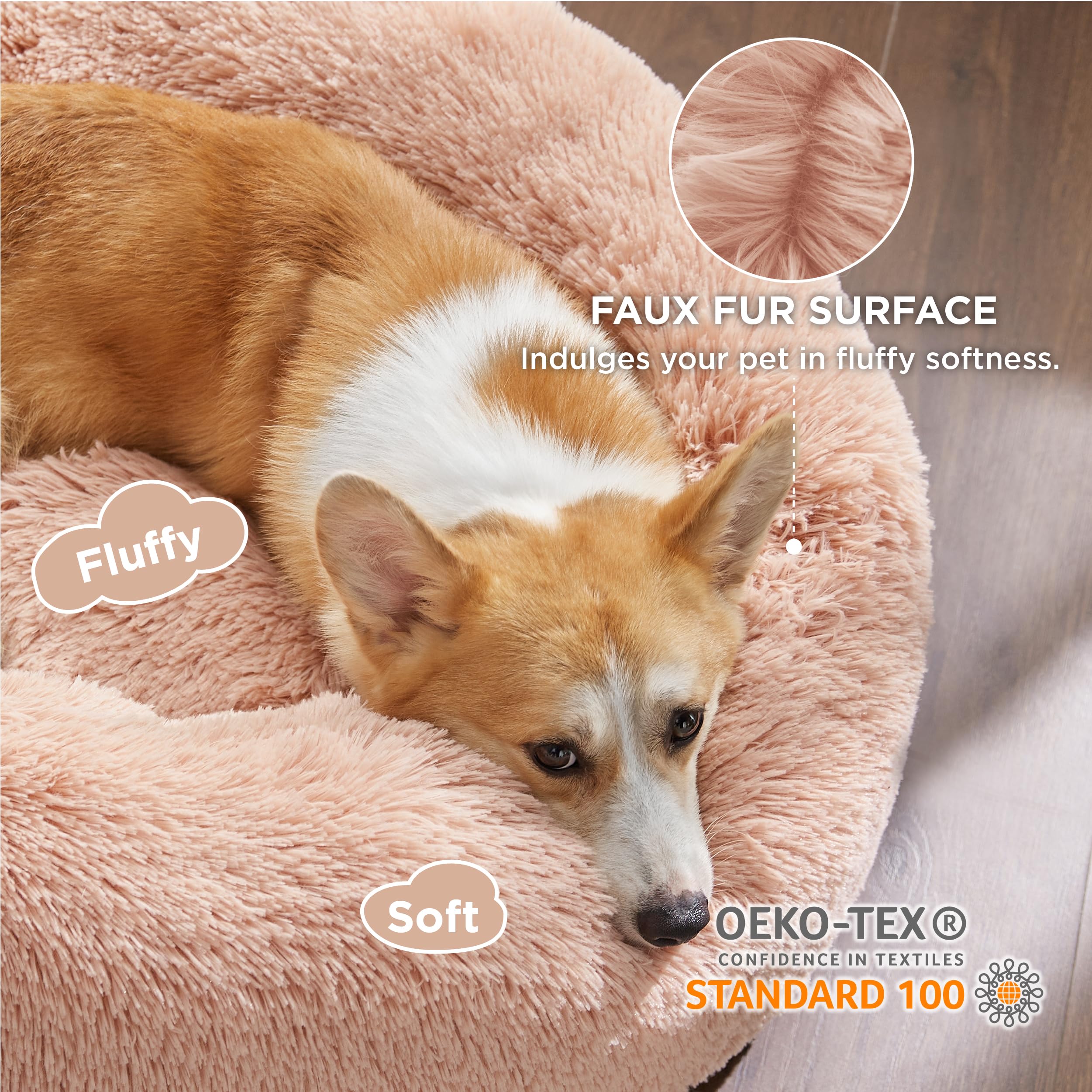 Bedsure Donut Bed anti-slip base keeps the pet bed in place during rest.