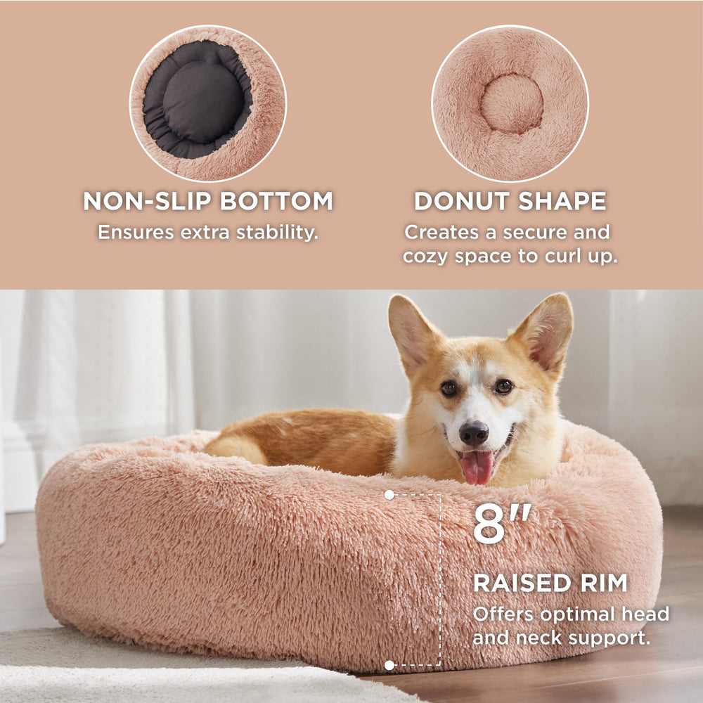 Bedsure Donut Bed closeup plush filling delivers lasting cuddly comfort for curling sleepers.