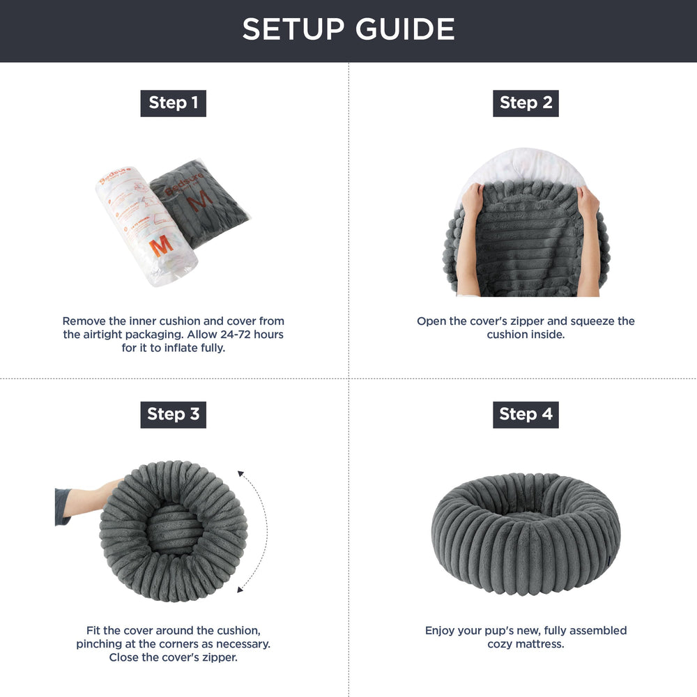 Bedsure Donut Medium Dog Bed density foam polyfill; supportive relaxation.
