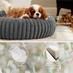 Bedsure Donut Medium Dog Bed faux fur texture; warmth and snuggling.