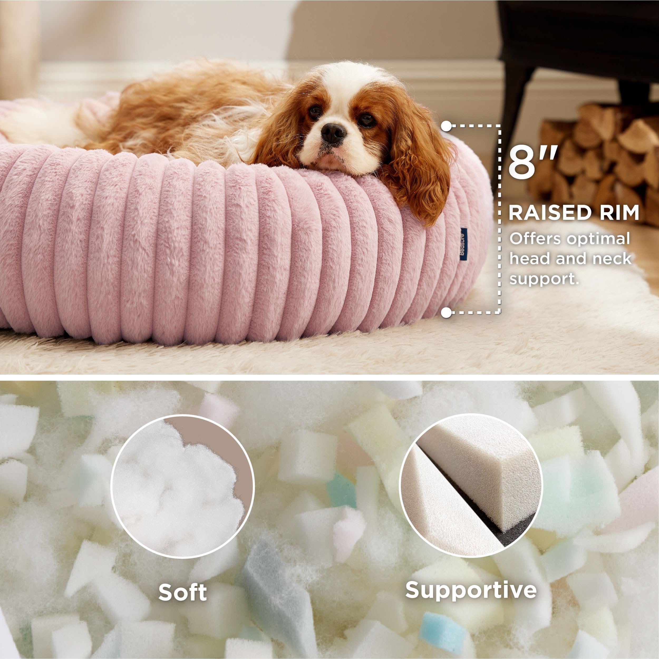 Bedsure Donut Dog Bed removable cover with zipper for easy cleaning