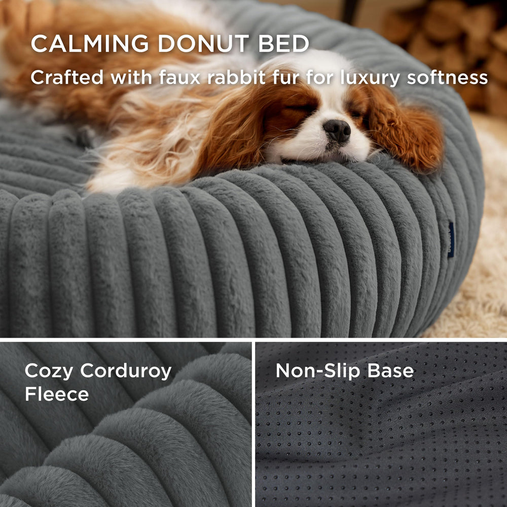 Bedsure Donut Medium Dog Bed removable cover; easy cleaning.