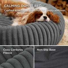 Bedsure Donut Medium Dog Bed removable cover; easy cleaning.