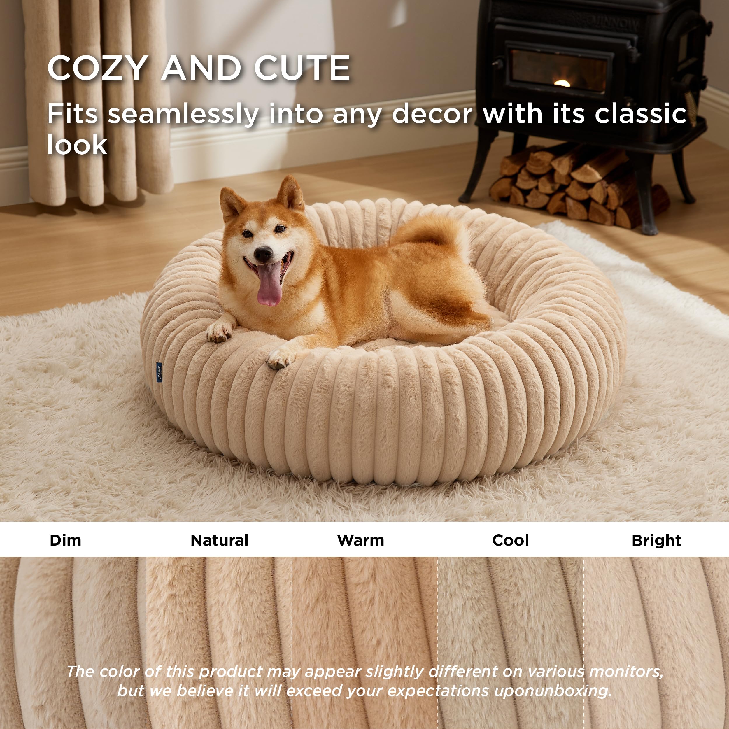 Bedsure donut large dog bed round shape ideal for curling up