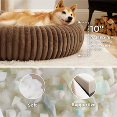 Bedsure Donut Large Dog Bed side view emphasizes raised rim for neck support