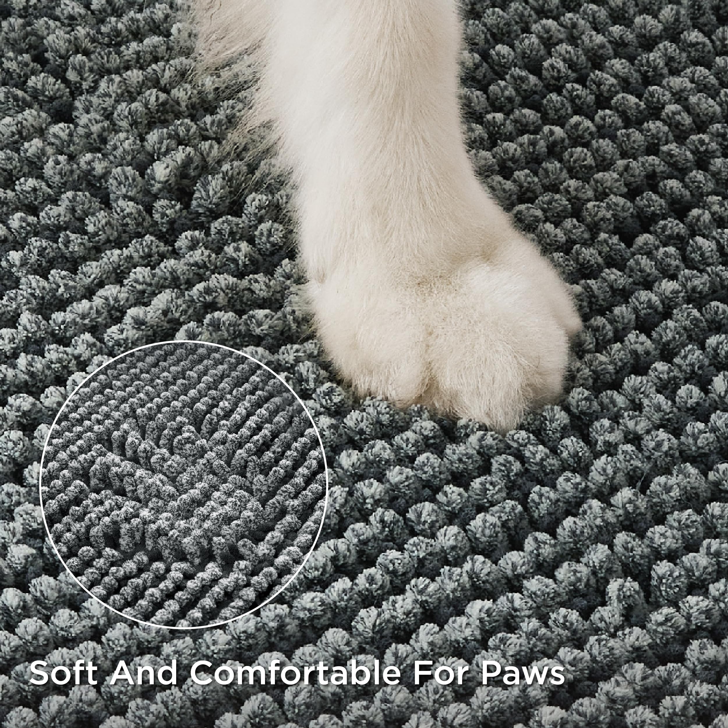 Bedsure gray melange mat complements any decor while trapping moisture.