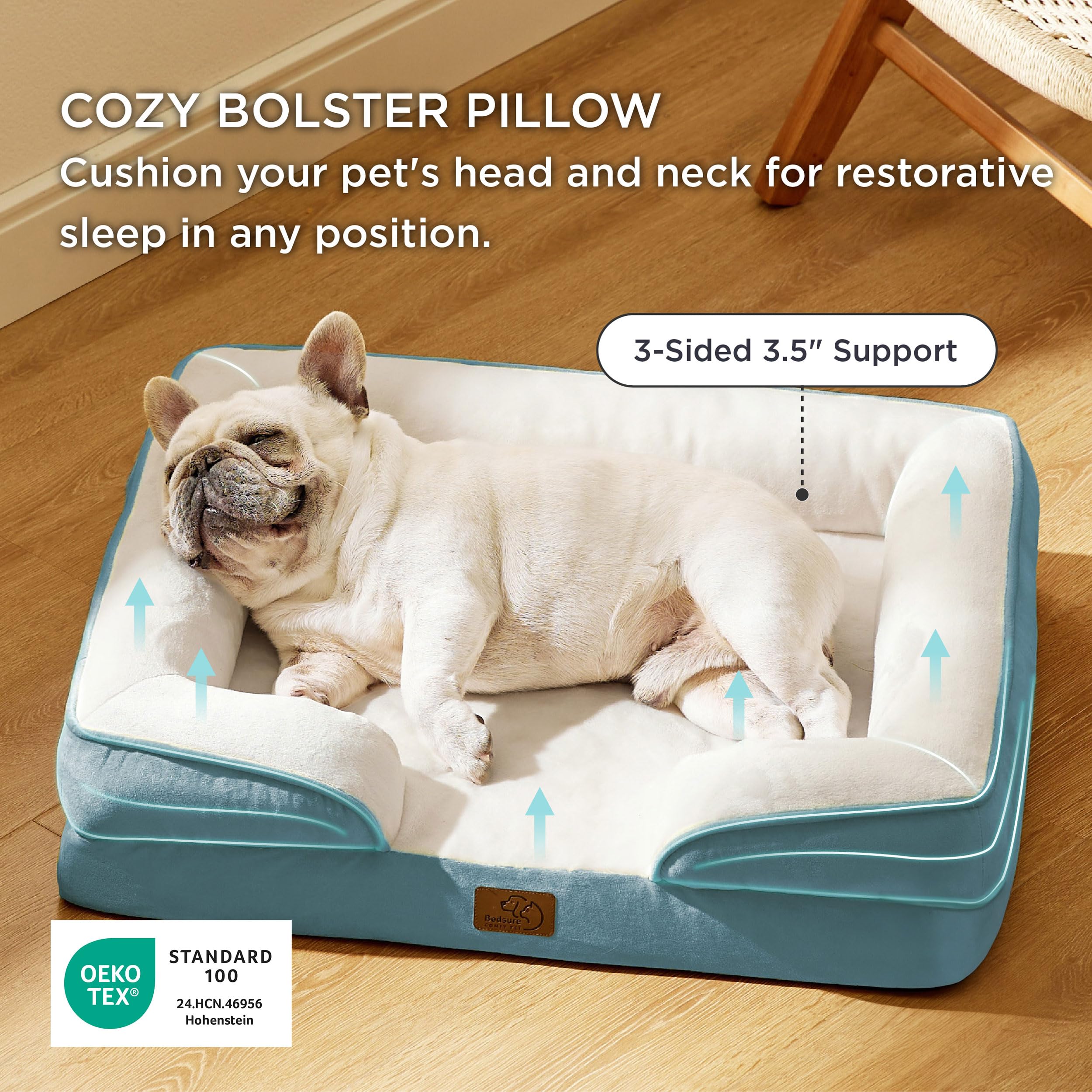 Bedsure orthopedic dog bed dune haze blue cover adds cozy style and easy cleaning
