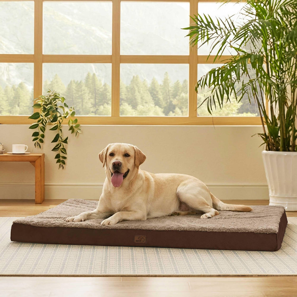 Bedsure giant dog bed egg crate foam close-up showing supportive, contouring comfort.