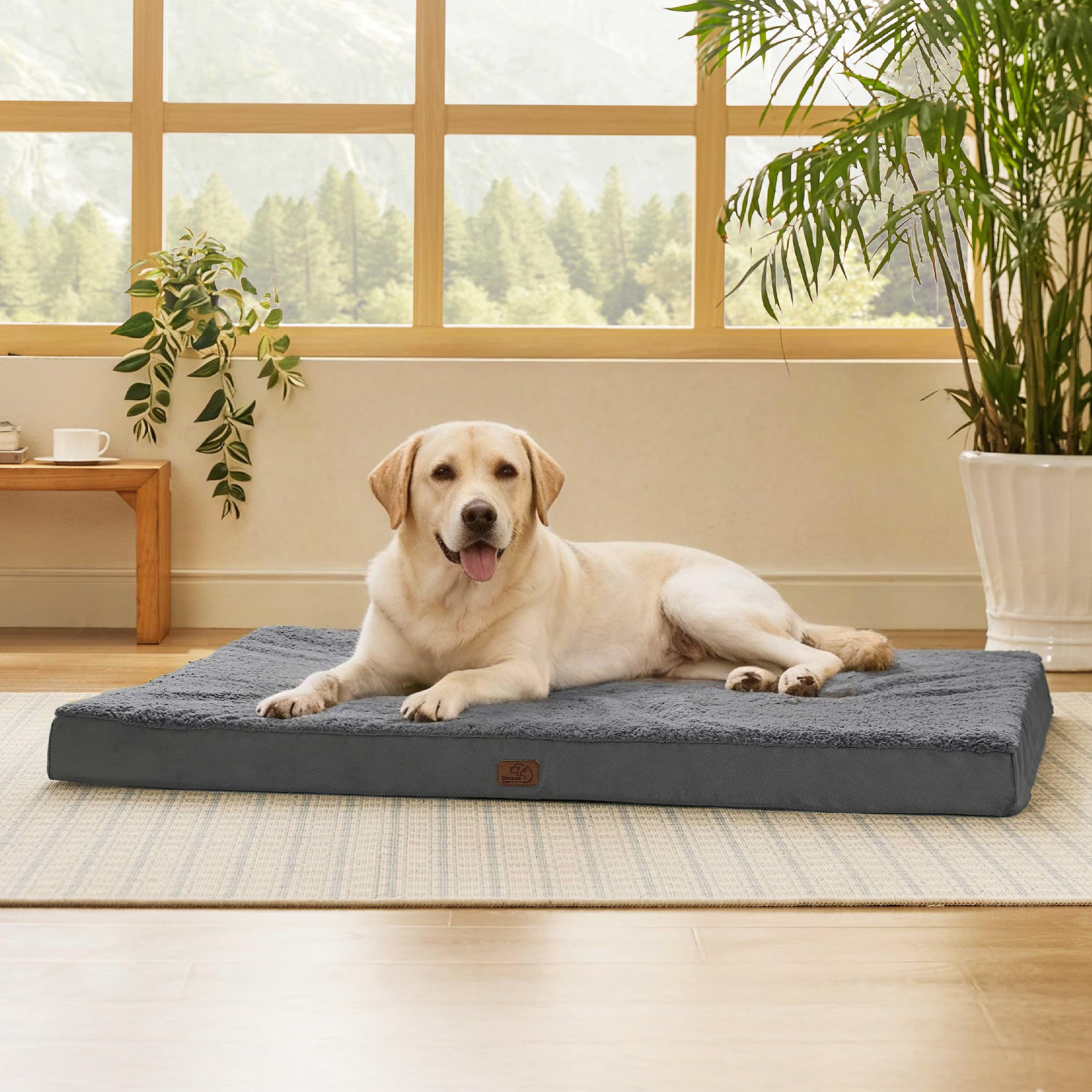 Bedsure giant dog bed egg crate foam closeup shows orthopedic joint support