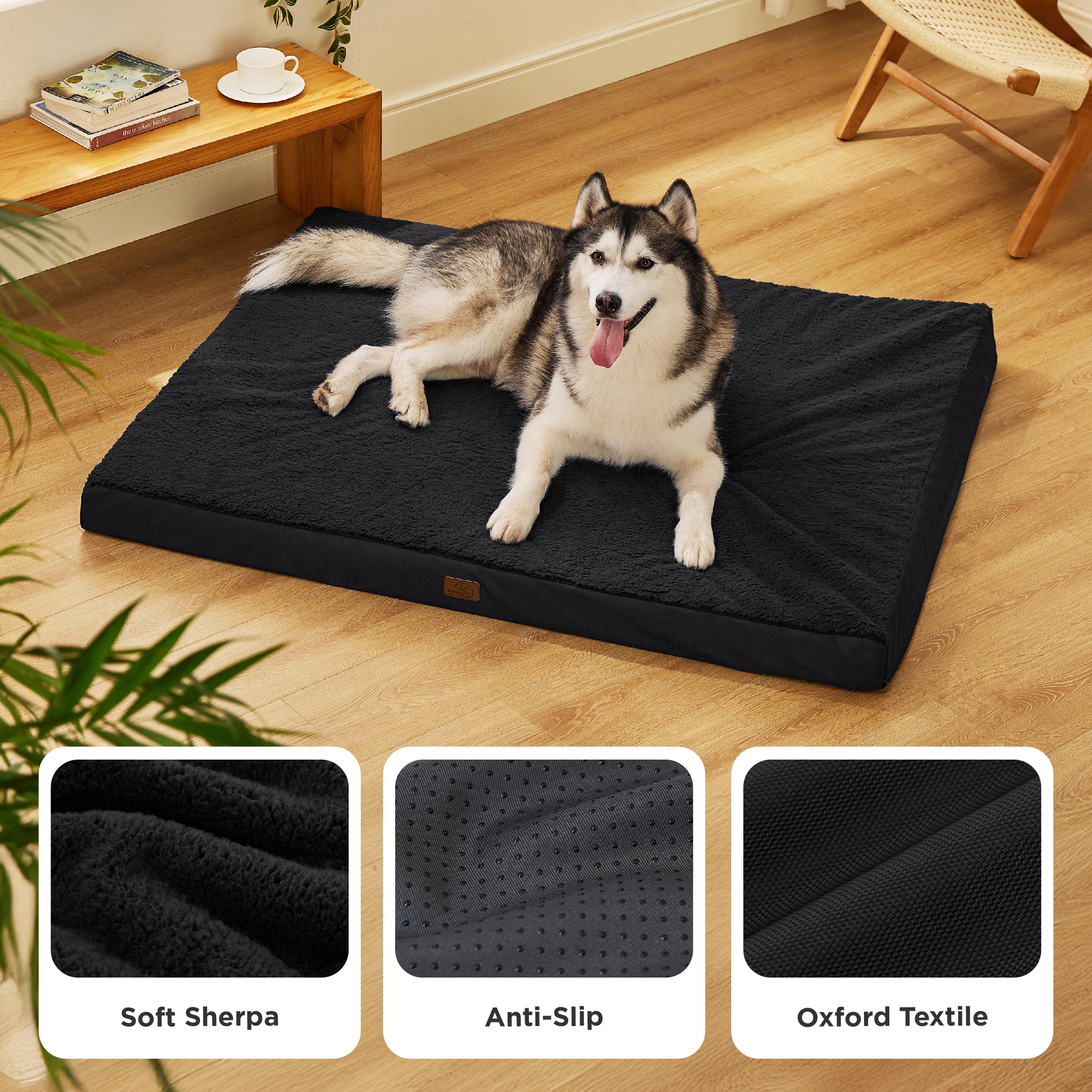 Bedsure Giant Dog Bed in plush sherpa fabric offers cloud-like softness.