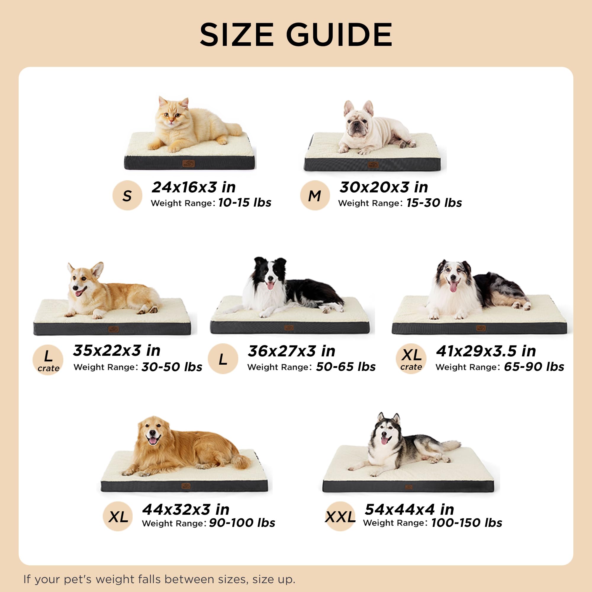 Bedsure Giant Dog Bed supports up to 150 pounds for large breeds.