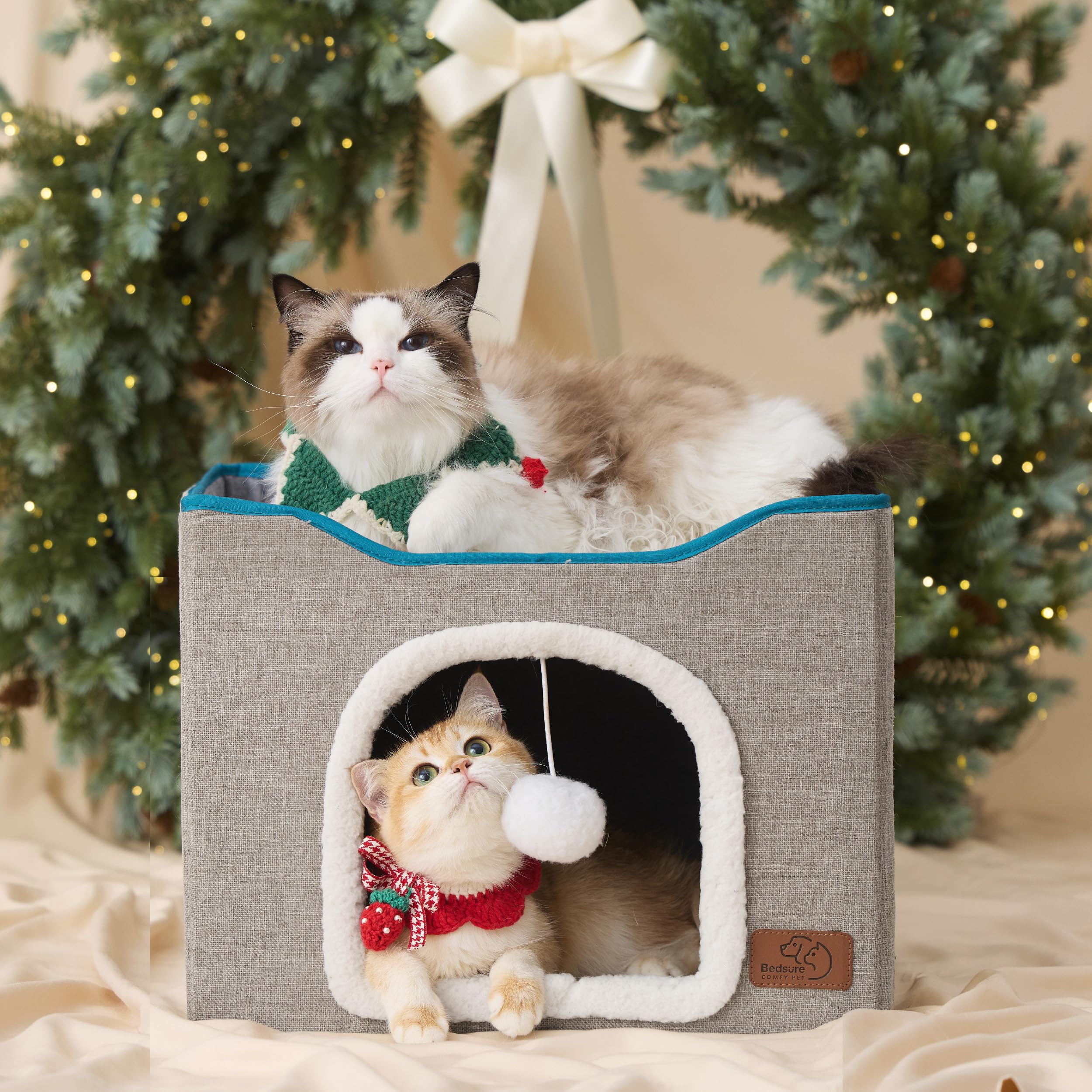 Bedsure gray cat house blends with home décor while offering a cozy retreat.