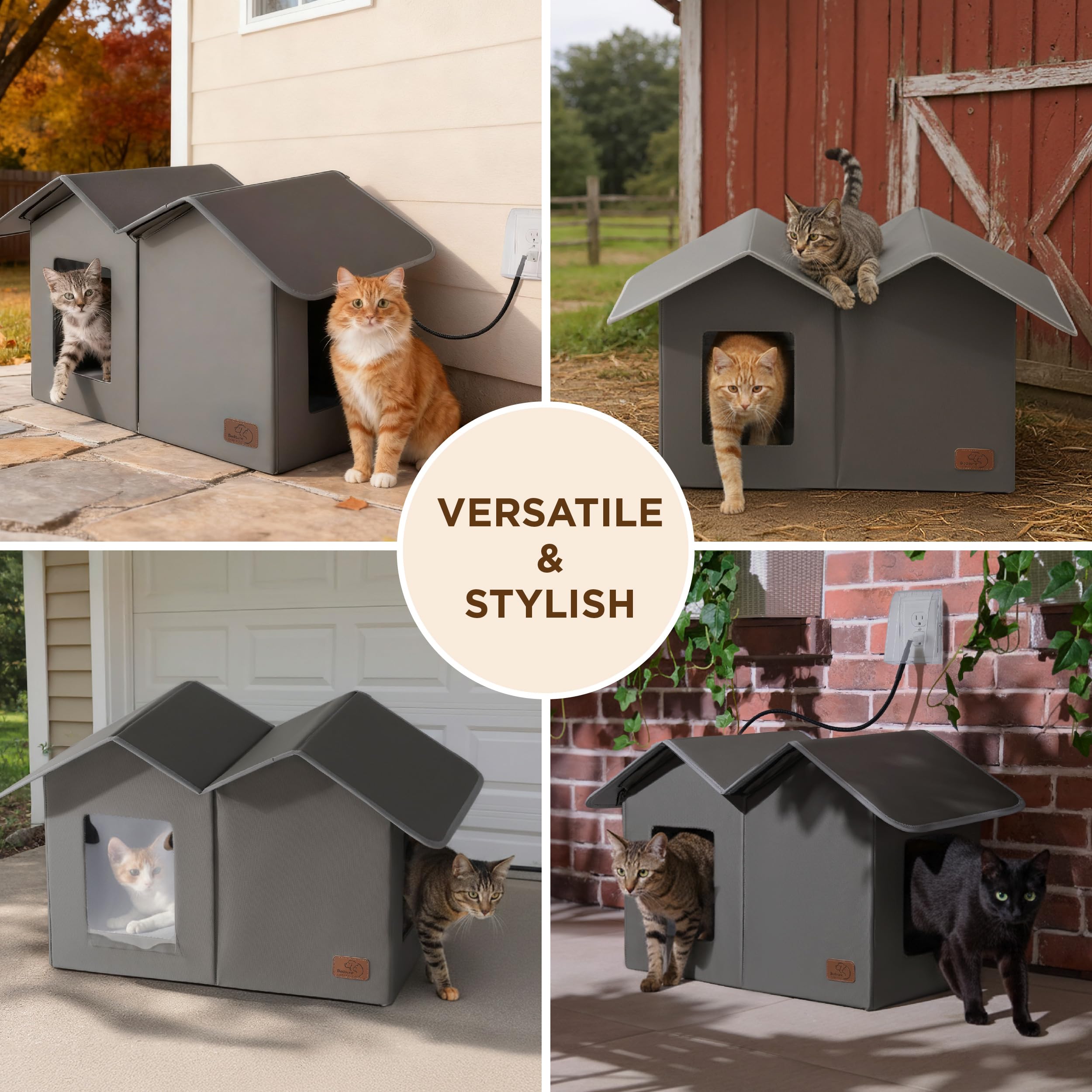 Bedsure heated outdoor cat house raised base keeps paws dry and off cold ground