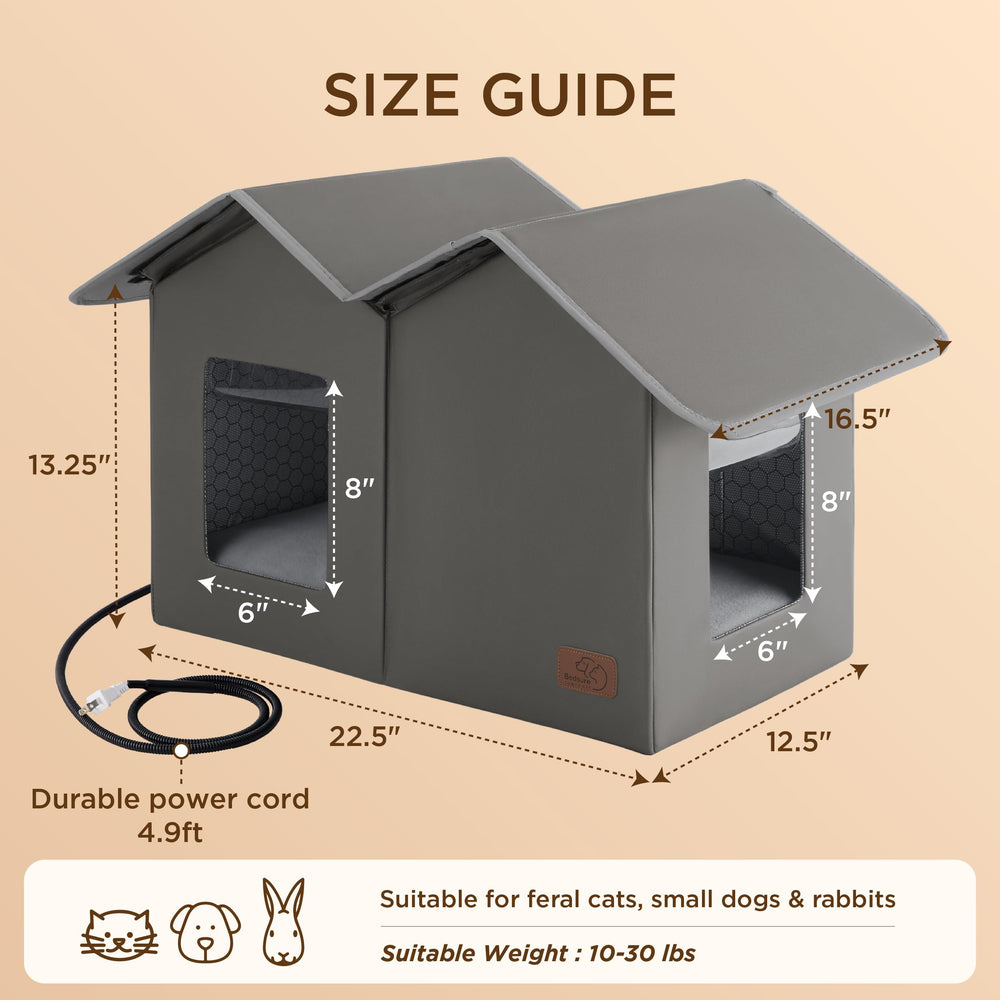 Bedsure heated outdoor cat house wide doors with removable flaps ease entry