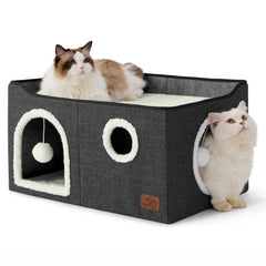 Bedsure cat cube house front view, showcasing cozy lounging space