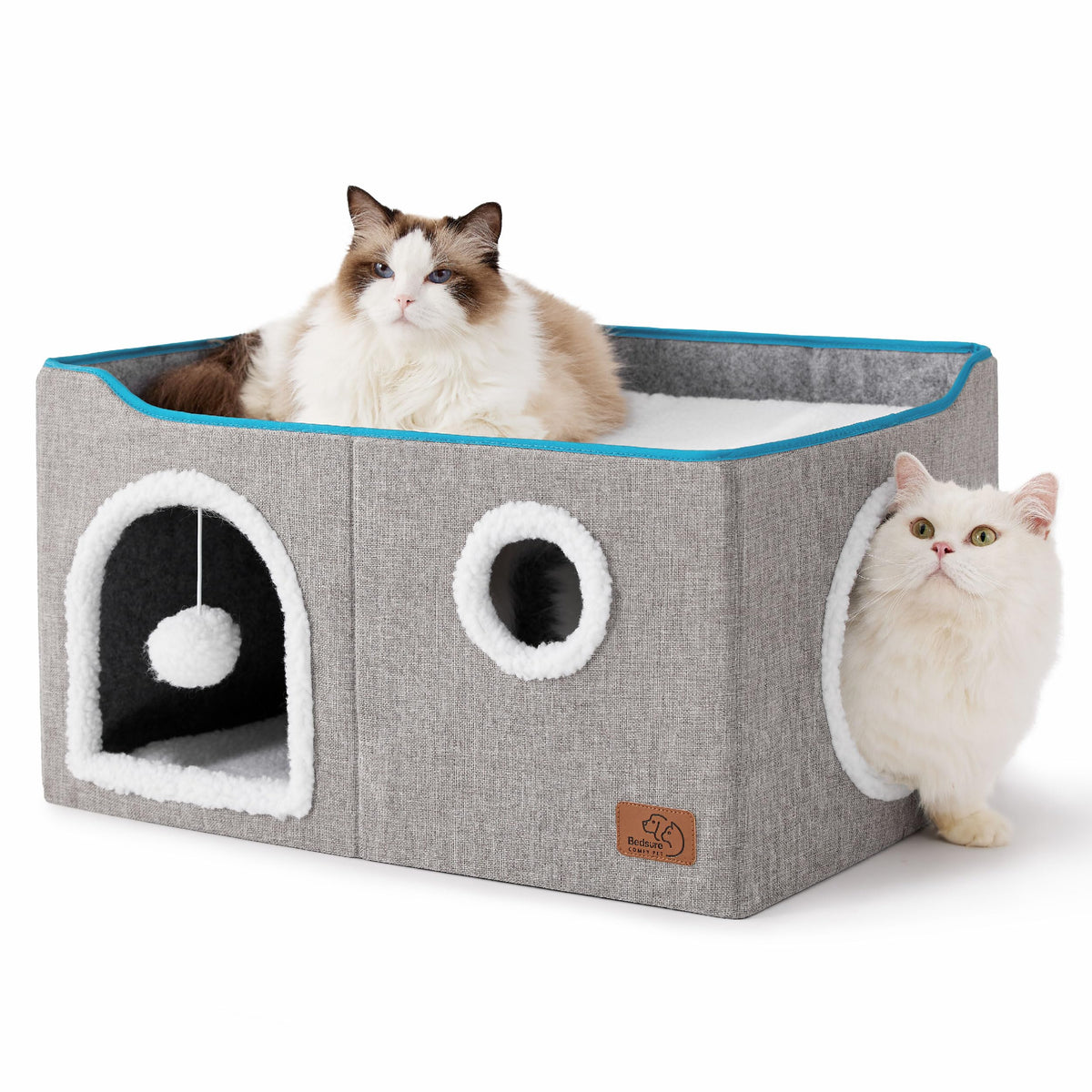 Bedsure large cat bed cube house hideaway for cozy resting.