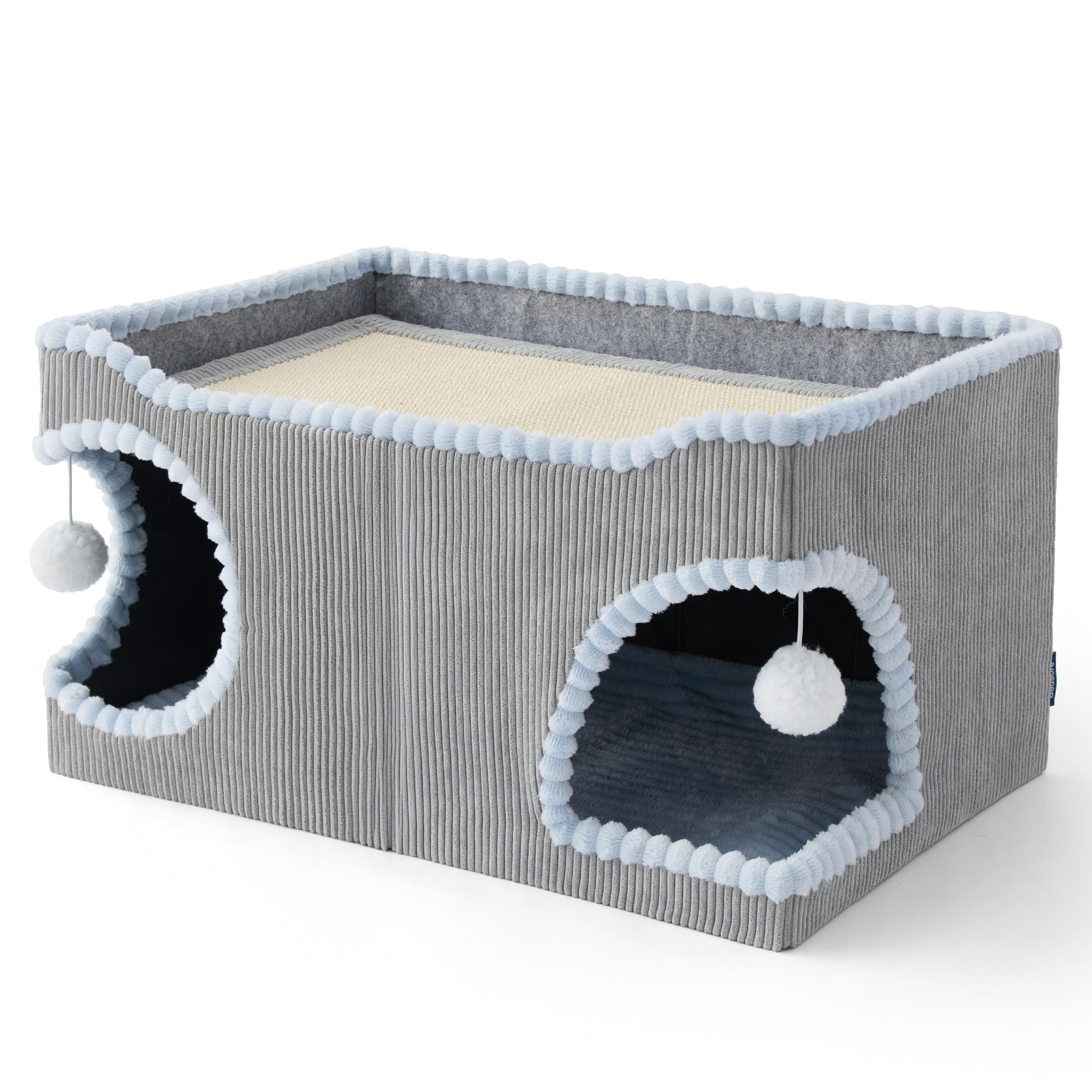 Bedsure large cat bed grey easy-clean with removable cushion for maintenance