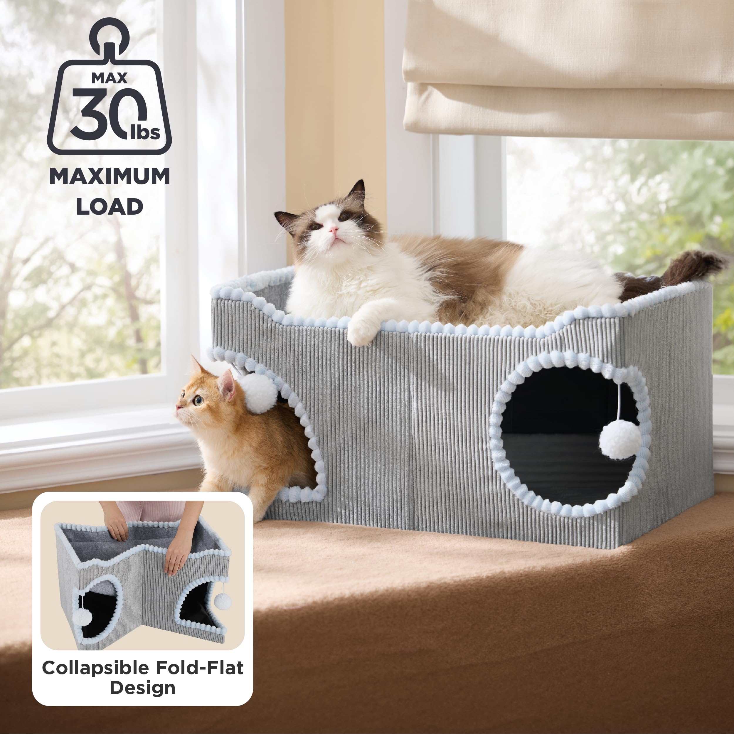Bedsure large cat bed grey removable cushion for machine washing
