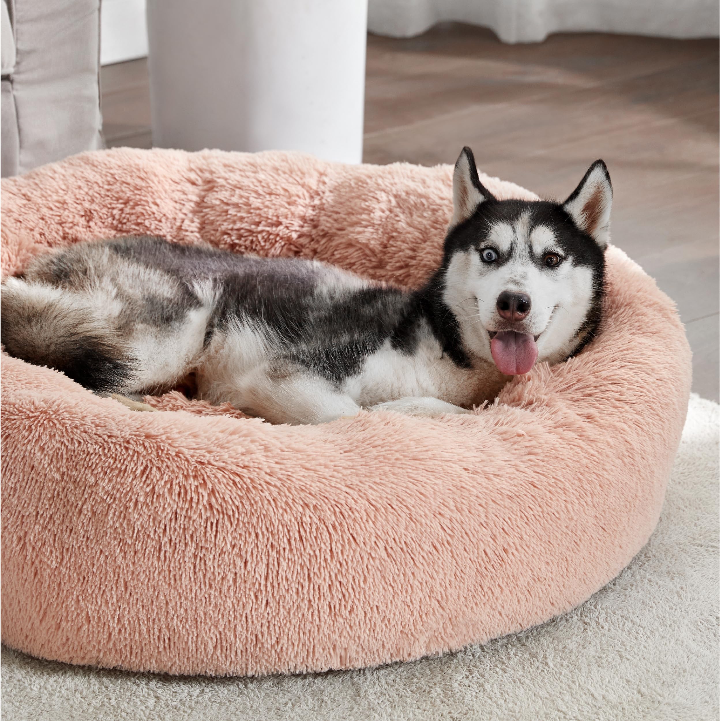 Bedsure large dog bed 80lbs capacity pink for bigger dogs