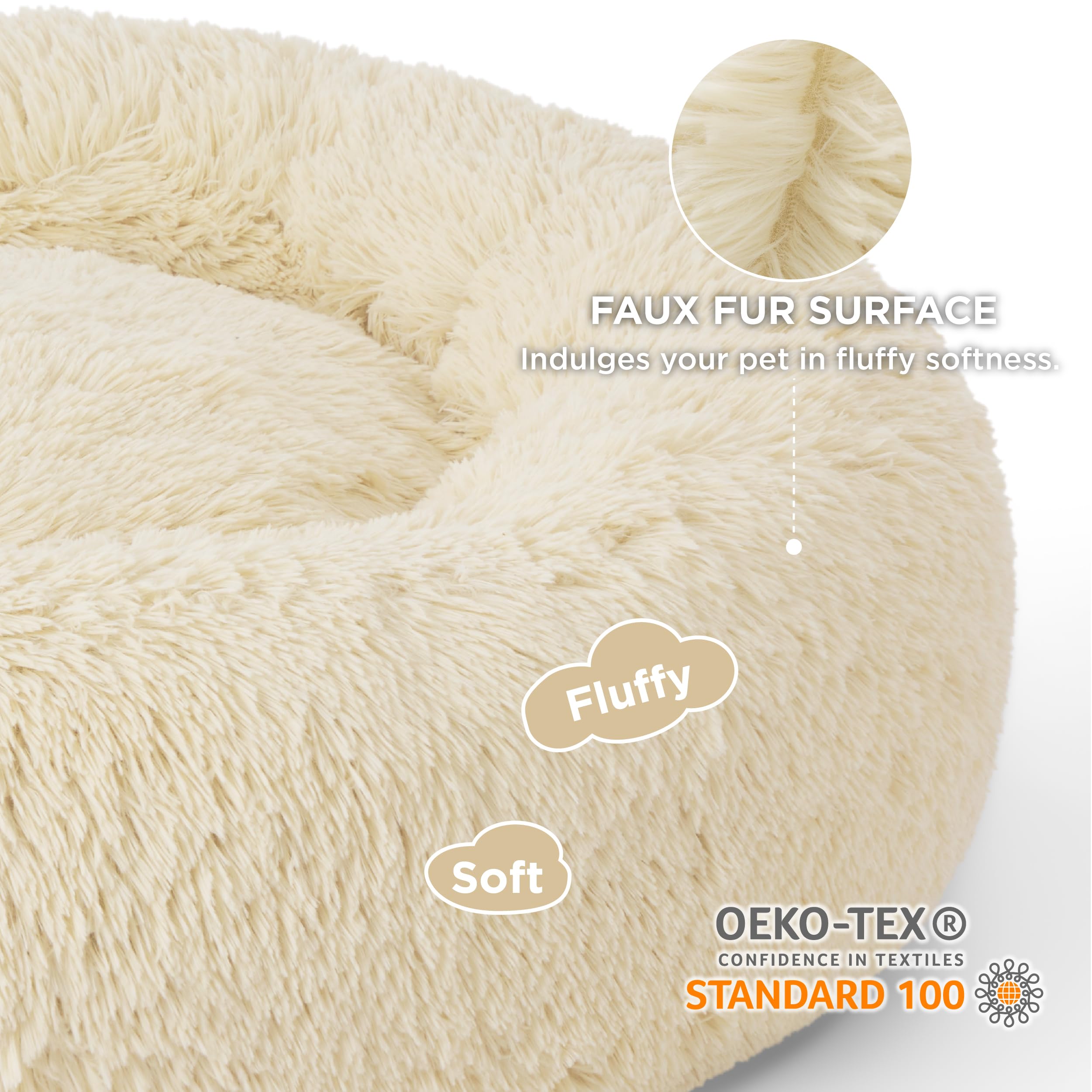 Bedsure large round dog bed with non-slip base for stable rest.