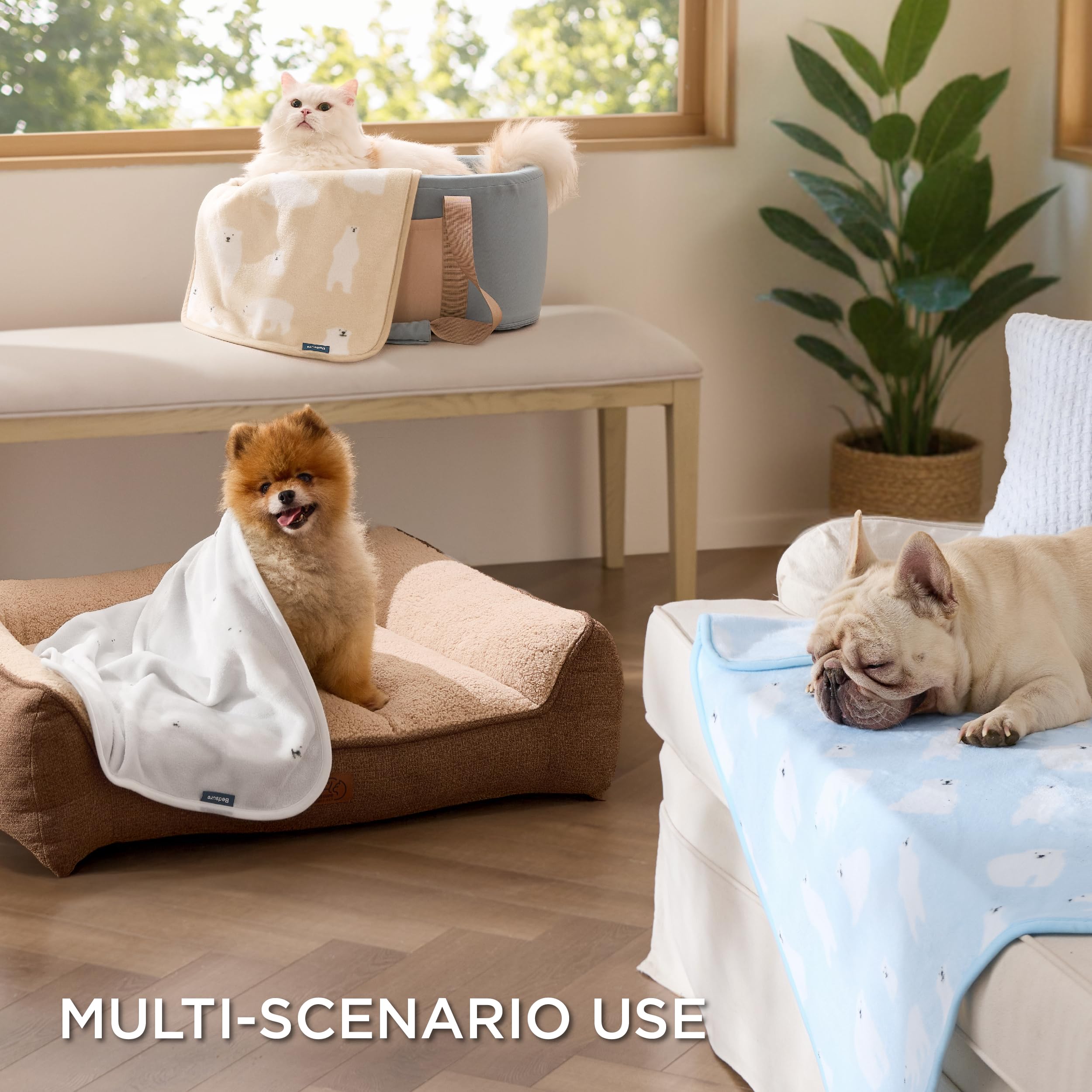 Bedsure lightweight travel blanket ideal for outings with pets.