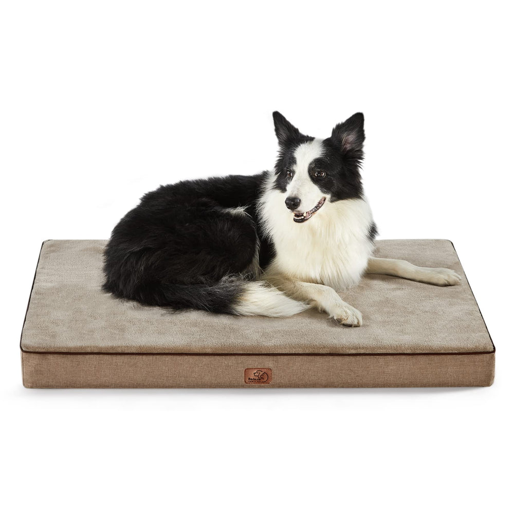 Bedsure memory foam dog bed with plush-flannel top for cozy crate comfort