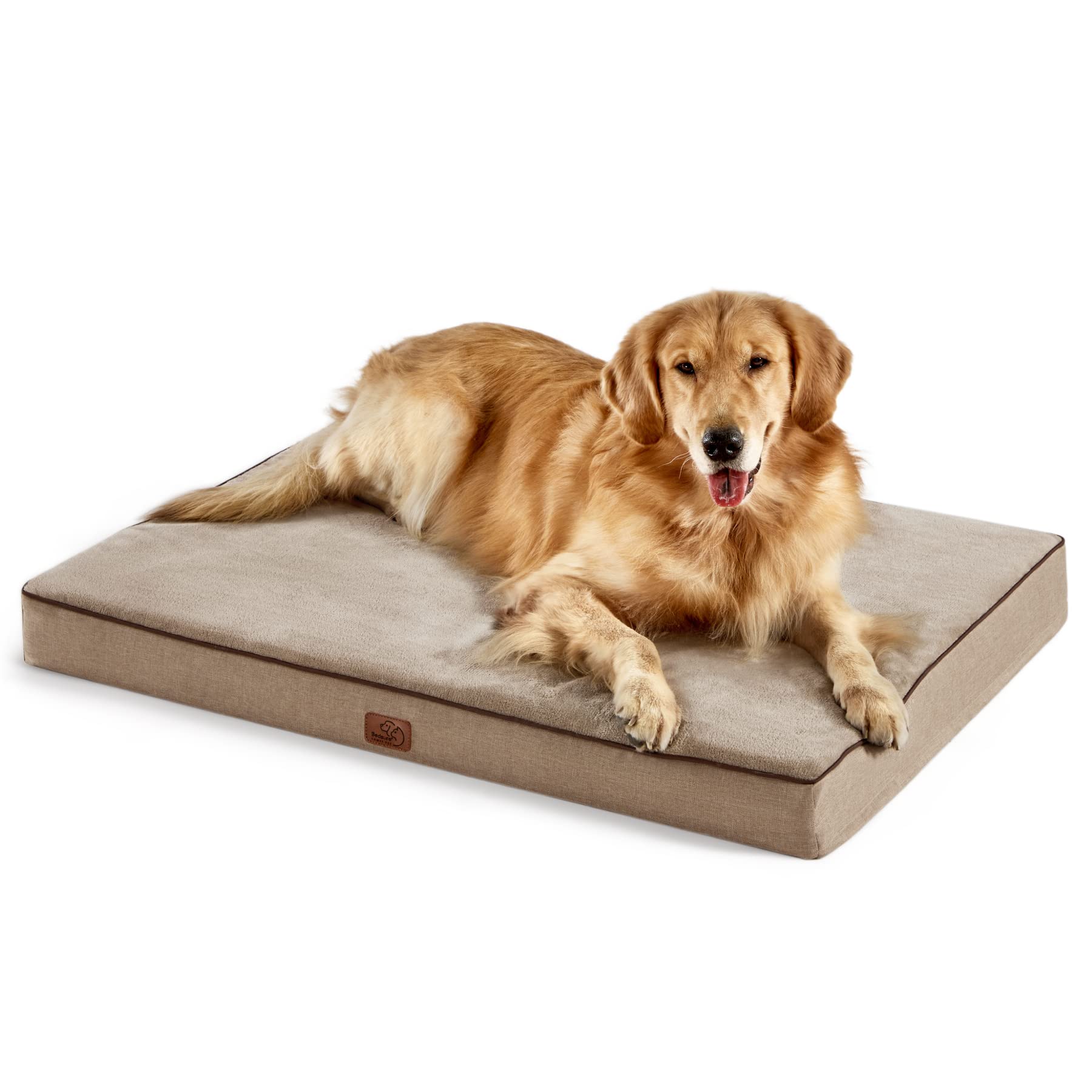Bedsure memory foam dog crate bed XL front view demonstrates orthopedic support for large dogs.