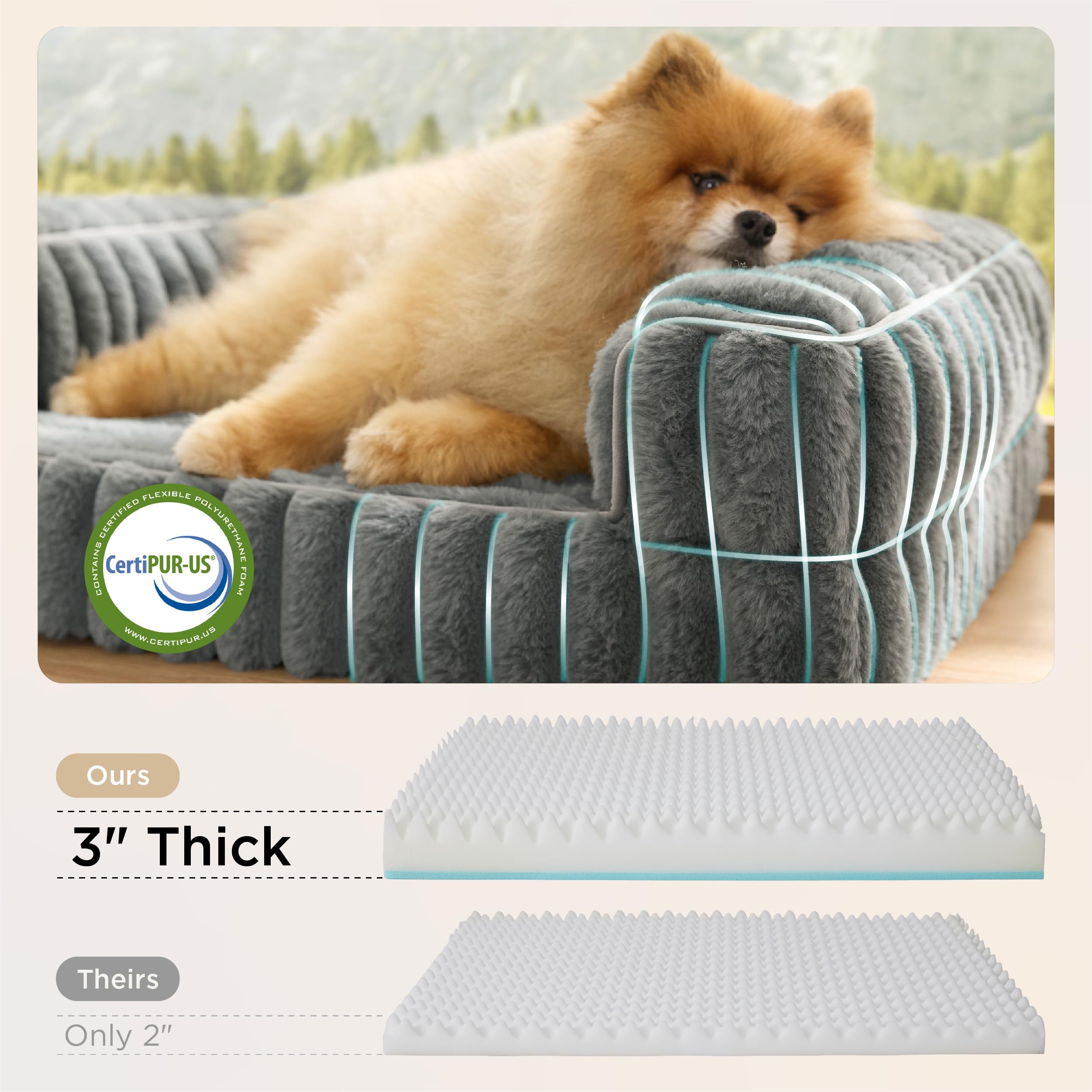 Bedsure memory-foam egg-crate detail highlights pressure relief and even weight distribution