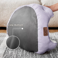 Bedsure Misty Lilac round dog bed side angle highlighting cushioned bolster for head and neck support