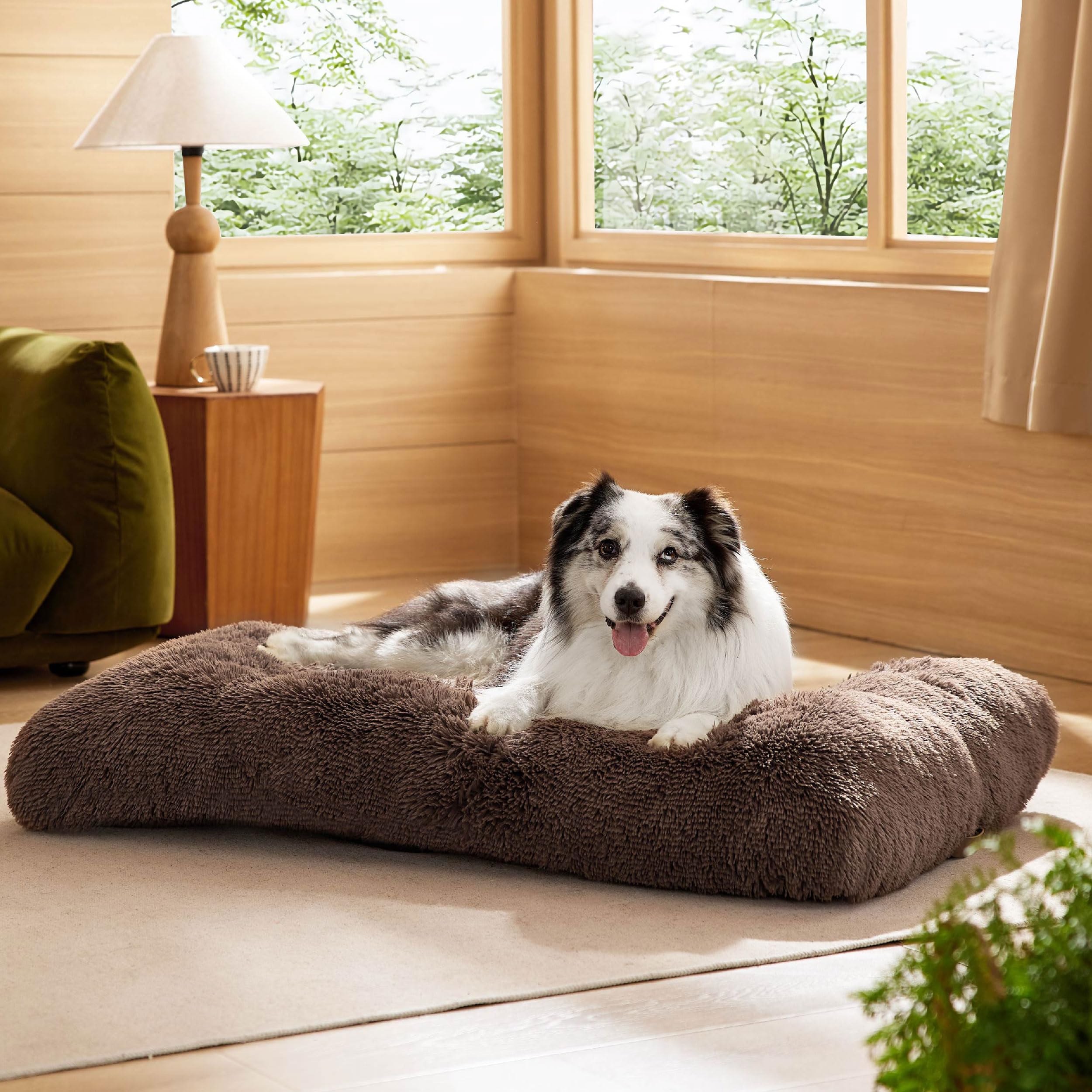 Bedsure non-slip bottom dog bed keeps it steady on slick floors.