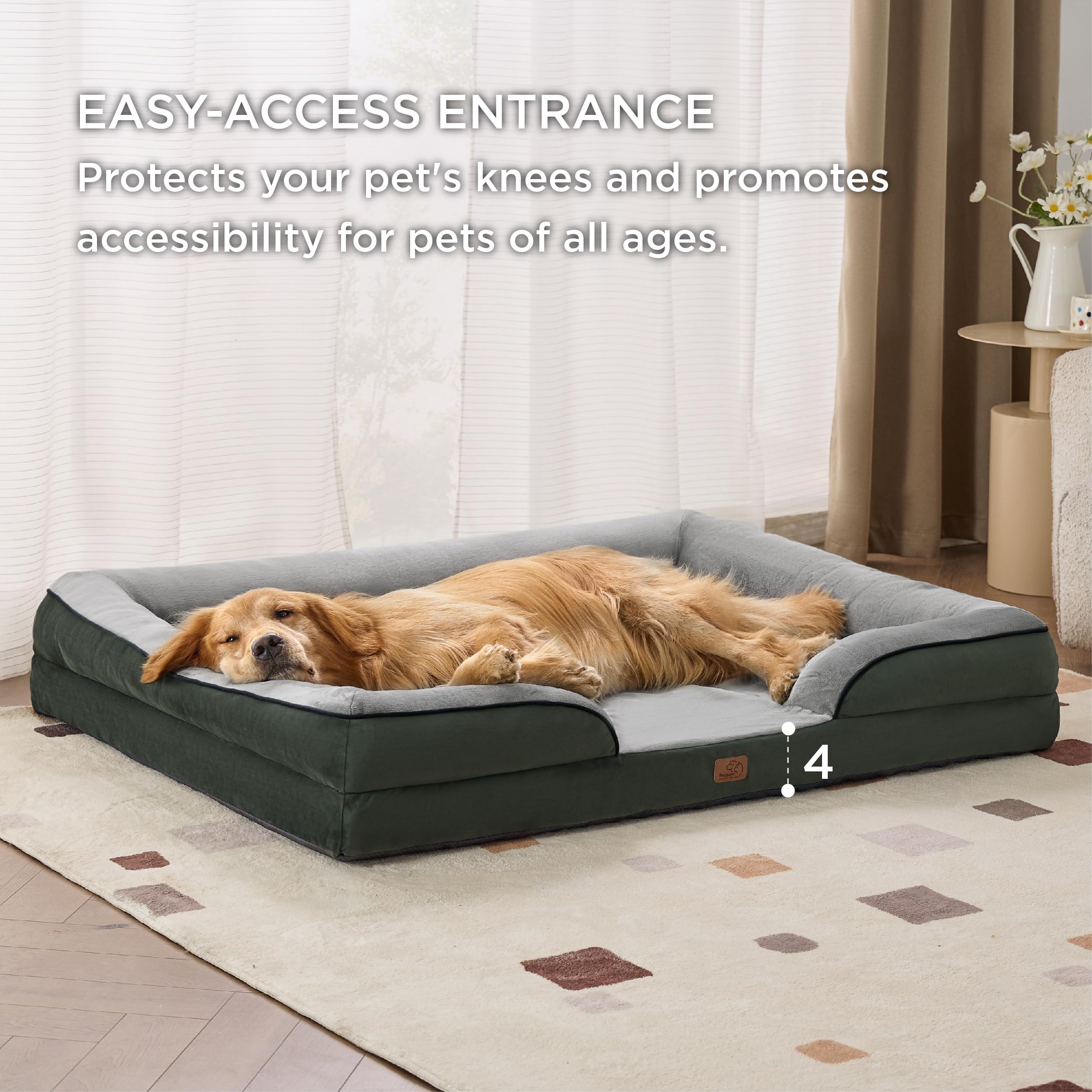 Bedsure non-skid bottom prevents slips on smooth floors