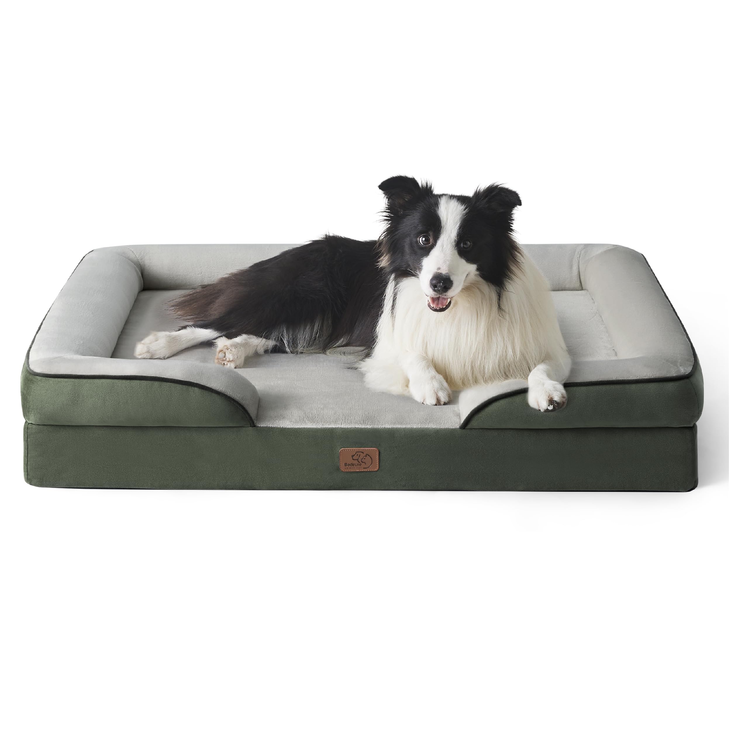 Bedsure orthopedic dog bed 35-inch forest green with targeted joint support for restful sleep.