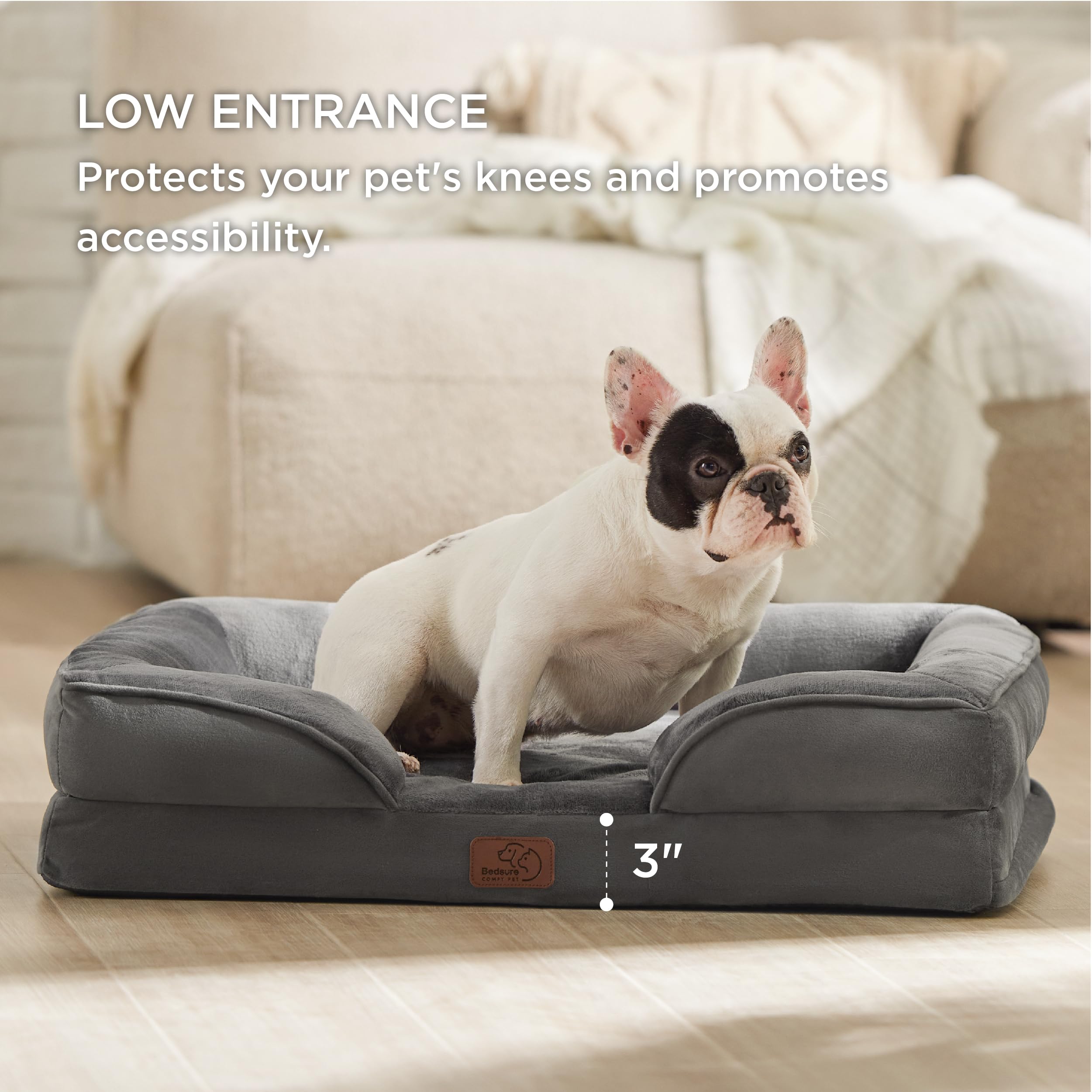 Bedsure dark grey orthopedic bed in 28-inch size for medium dogs
