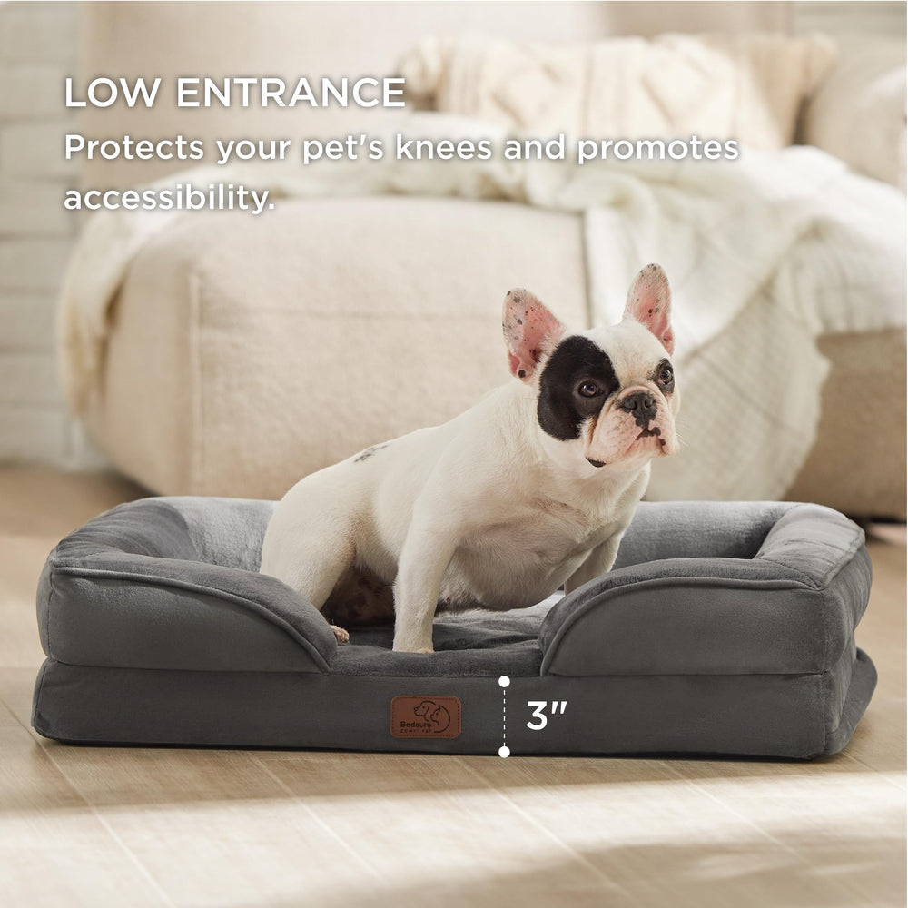 Bedsure dark grey orthopedic bed in 28-inch size for medium dogs