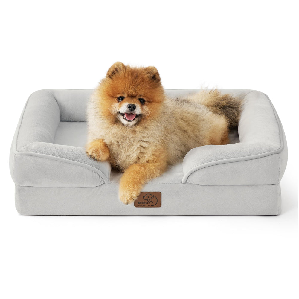 Bedsure orthopedic dog bed with high density foam supports joints for small dogs.
