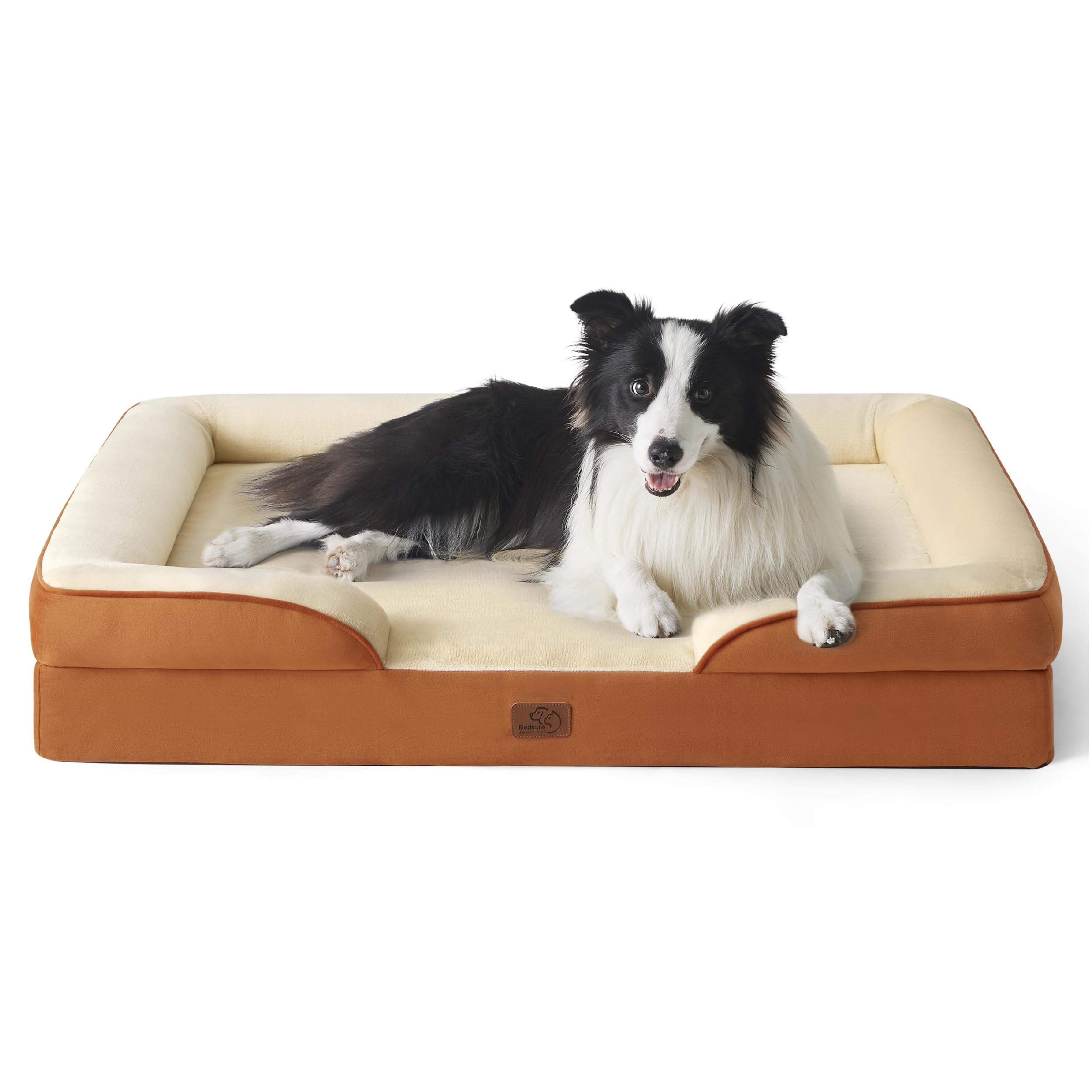 Bedsure orthopedic dog bed foam closeup shows joint-supporting foam
