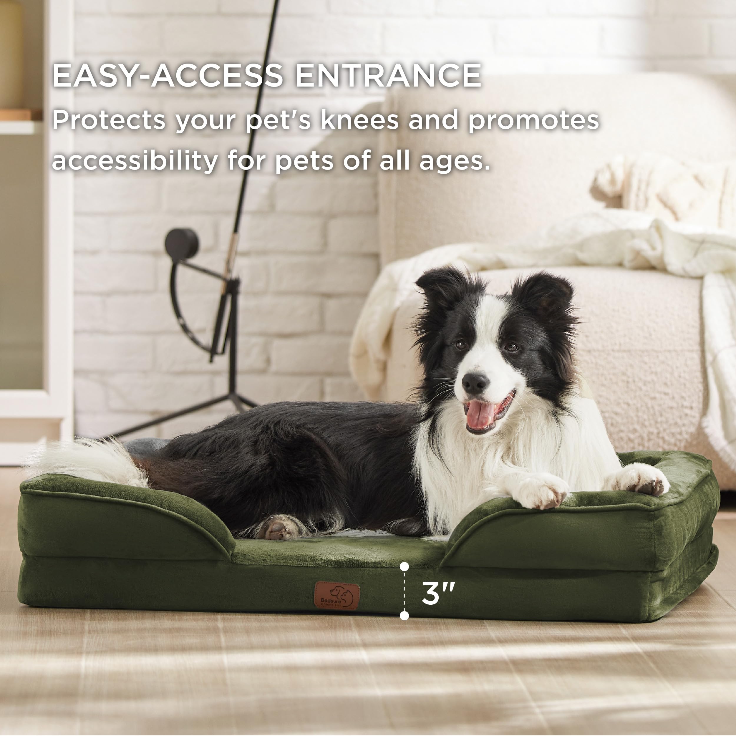 Bedsure orthopedic dog bed large 35 dog resting contentedly to illustrate comfort and security