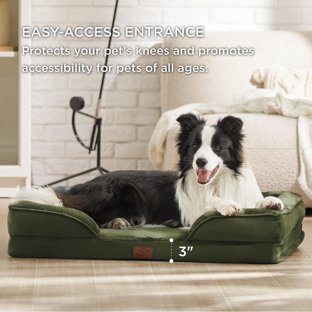 Bedsure orthopedic dog bed large 35 dog resting contentedly to illustrate comfort and security