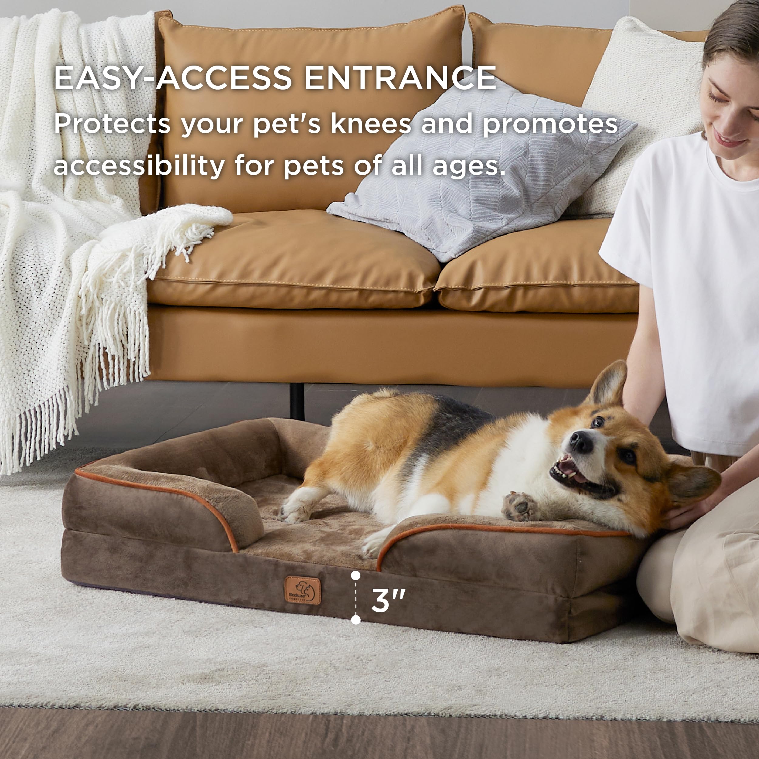 Bedsure 35-inch orthopedic bed offers ample space for large breeds
