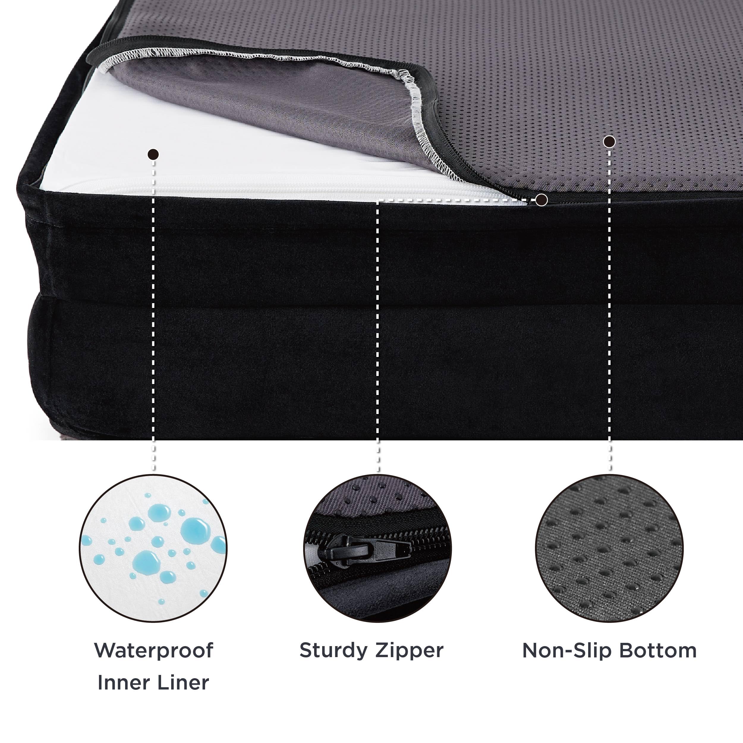 Bedsure orthopedic dog bed large 4-sided bolster promotes cozy security and plush head support.
