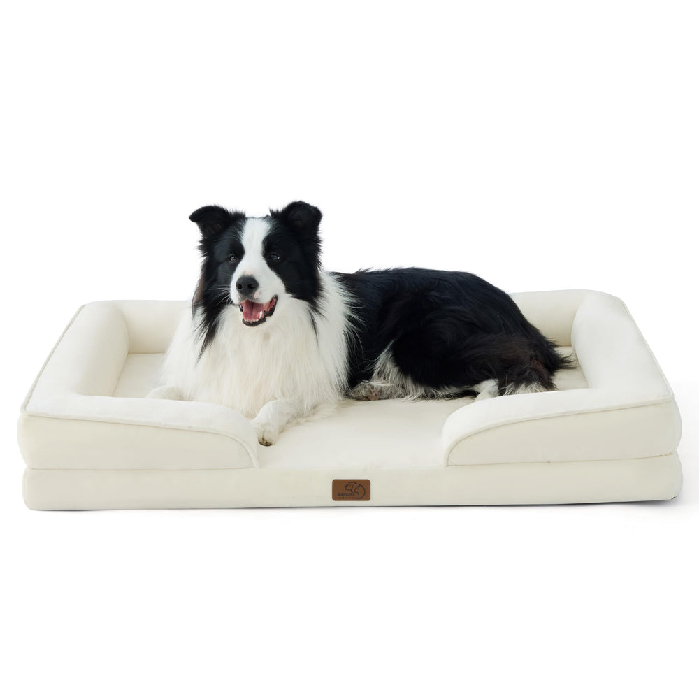 Bedsure orthopedic dog bed large with bolster provides extra joint support for comfy sleep