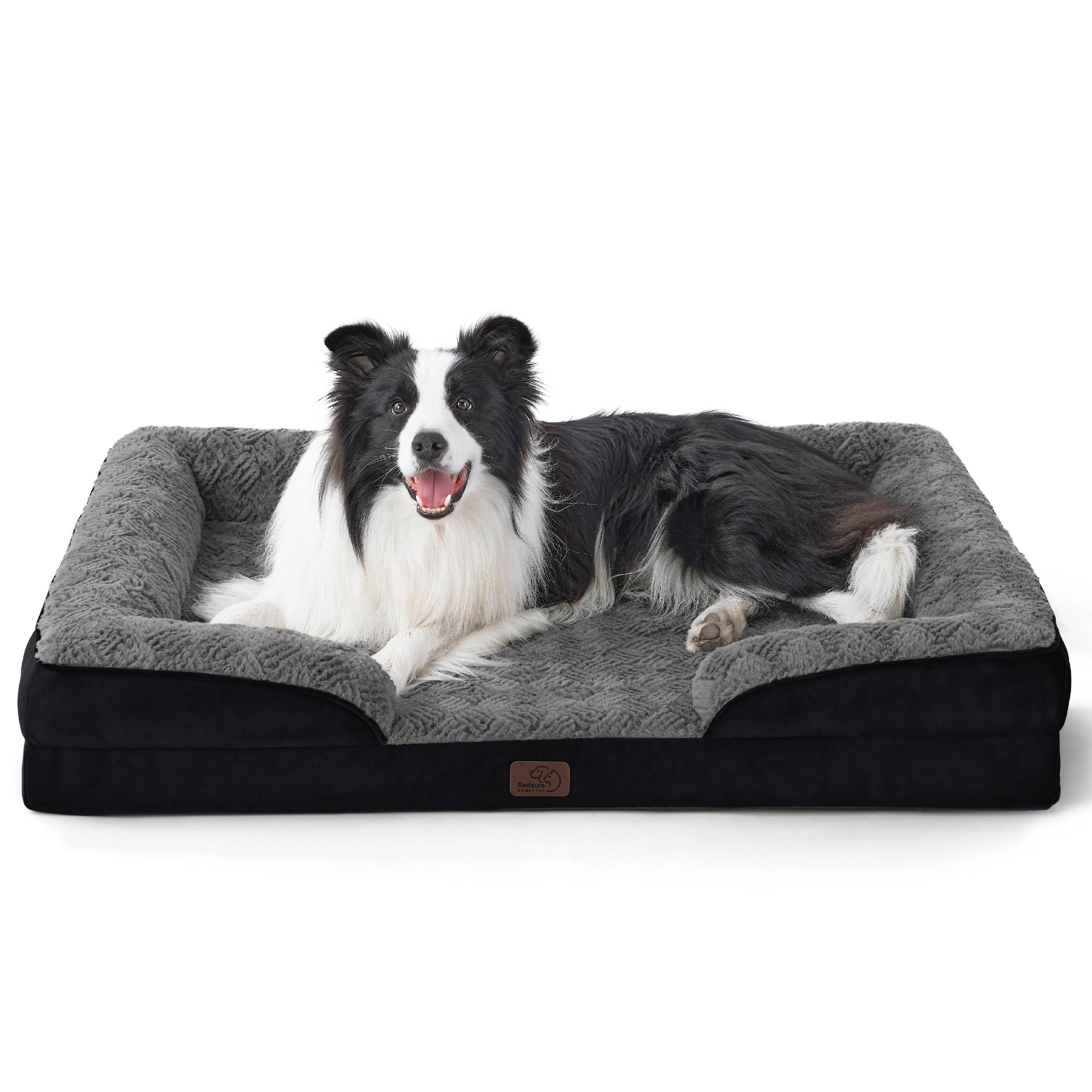Bedsure orthopedic dog bed large foam close-up showing supportive egg-crate foam for joint comfort.