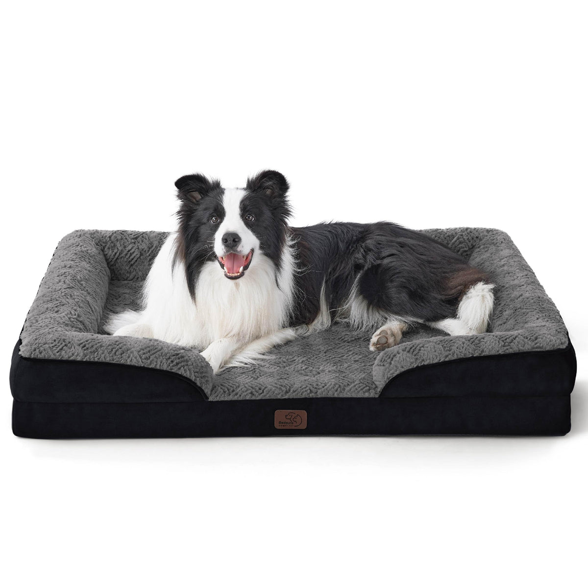 Bedsure orthopedic dog bed large foam close-up showing supportive egg-crate foam for joint comfort.
