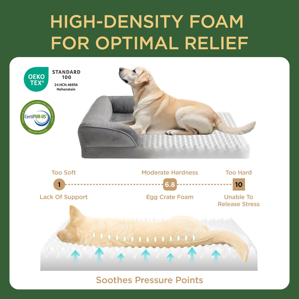 Bedsure orthopedic dog bed large side bolster closeup highlighting neck support